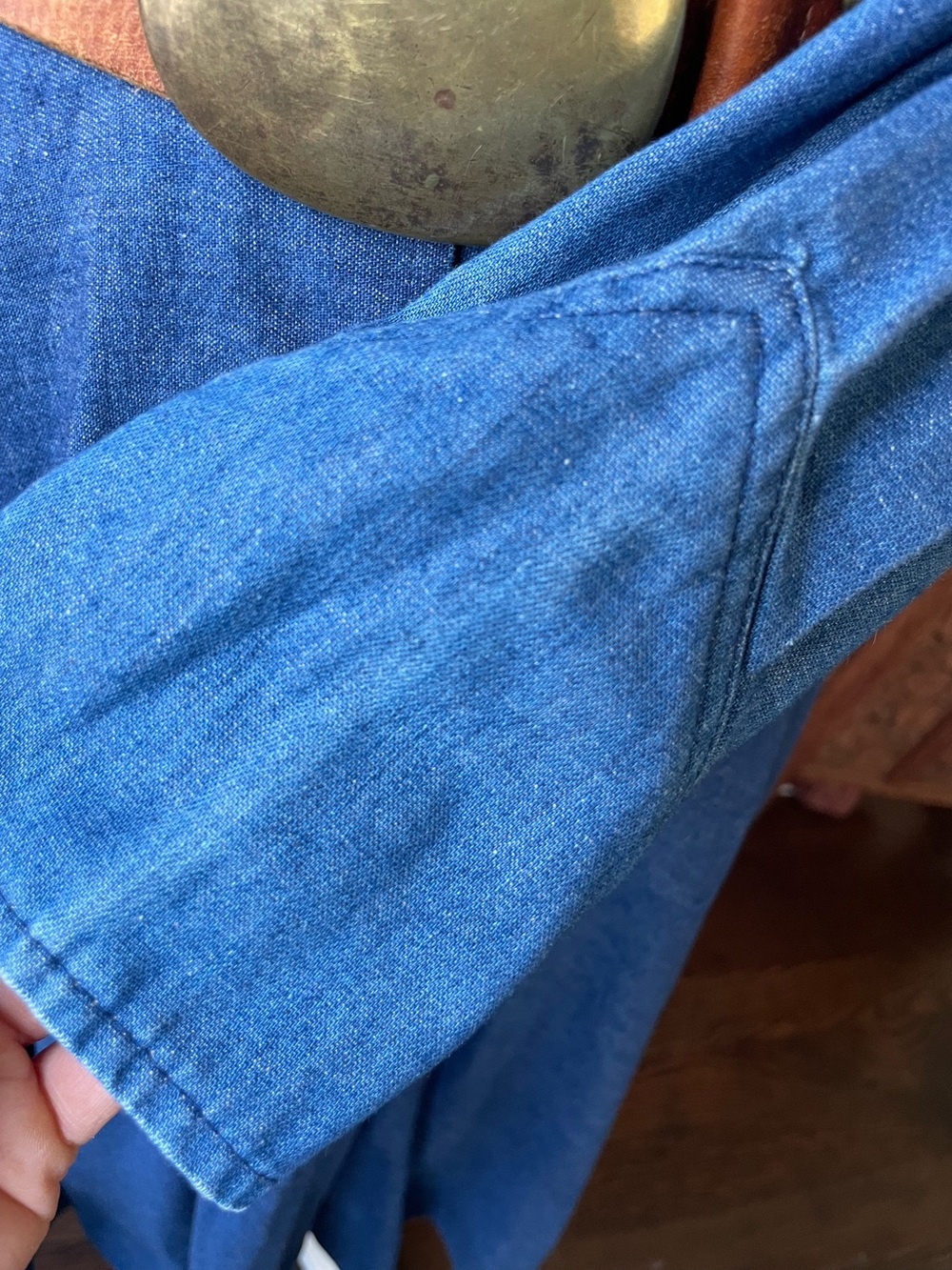 American Vintage Western Denim Jean Button-Front Midi Maxi Dress - Picture 13 of 16